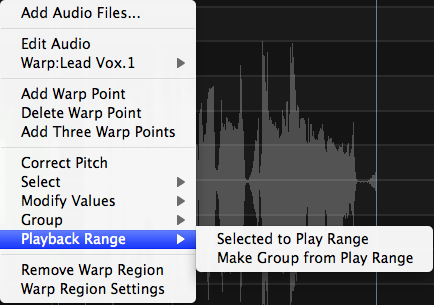 Warp - Playback Range Options